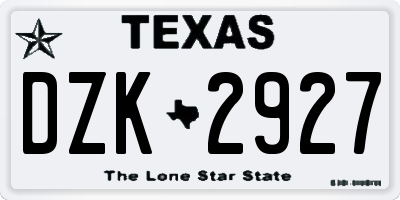 TX license plate DZK2927