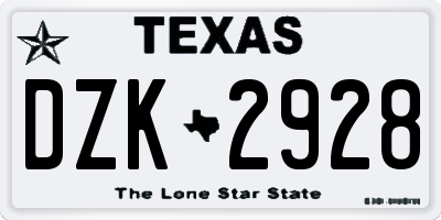 TX license plate DZK2928