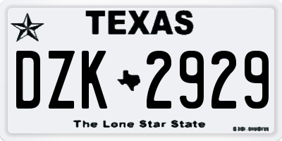 TX license plate DZK2929