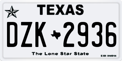 TX license plate DZK2936