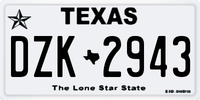 TX license plate DZK2943