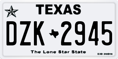 TX license plate DZK2945