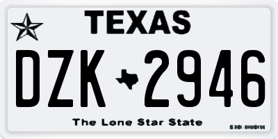 TX license plate DZK2946
