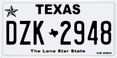 TX license plate DZK2948