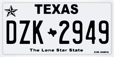 TX license plate DZK2949
