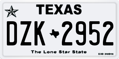 TX license plate DZK2952