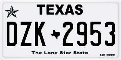 TX license plate DZK2953