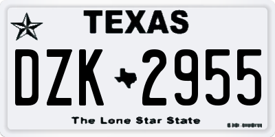 TX license plate DZK2955