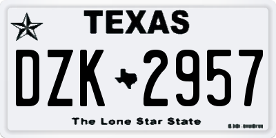 TX license plate DZK2957