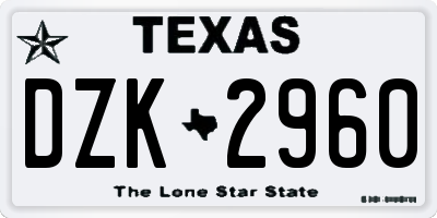 TX license plate DZK2960