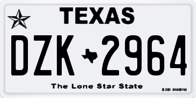 TX license plate DZK2964