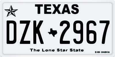 TX license plate DZK2967