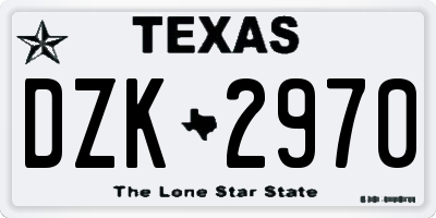 TX license plate DZK2970