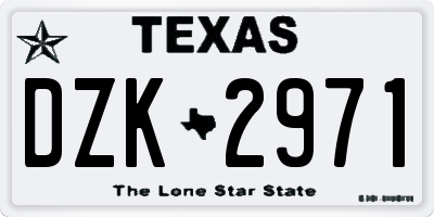 TX license plate DZK2971