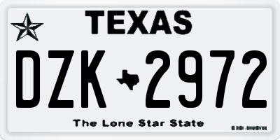 TX license plate DZK2972