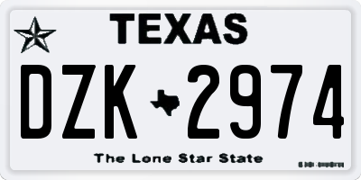 TX license plate DZK2974