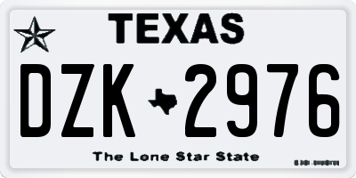 TX license plate DZK2976