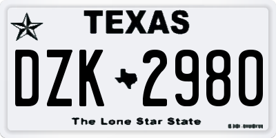 TX license plate DZK2980