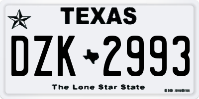 TX license plate DZK2993