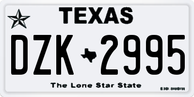TX license plate DZK2995