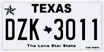 TX license plate DZK3011