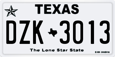 TX license plate DZK3013