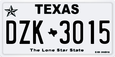 TX license plate DZK3015