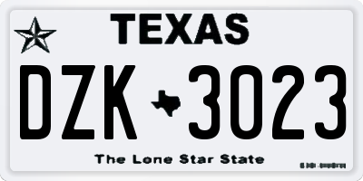 TX license plate DZK3023