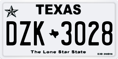 TX license plate DZK3028