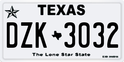 TX license plate DZK3032