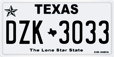 TX license plate DZK3033
