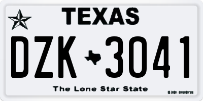TX license plate DZK3041