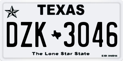 TX license plate DZK3046