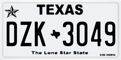 TX license plate DZK3049