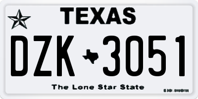 TX license plate DZK3051