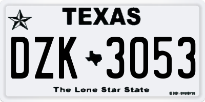 TX license plate DZK3053