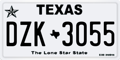 TX license plate DZK3055