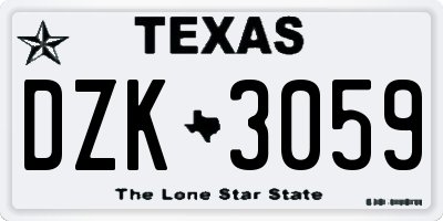 TX license plate DZK3059