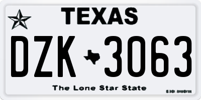 TX license plate DZK3063