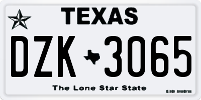 TX license plate DZK3065