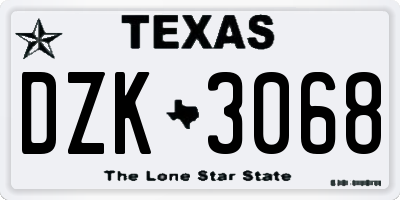 TX license plate DZK3068