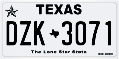 TX license plate DZK3071