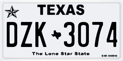TX license plate DZK3074