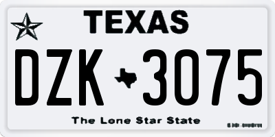 TX license plate DZK3075