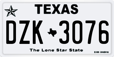 TX license plate DZK3076