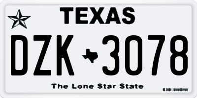 TX license plate DZK3078