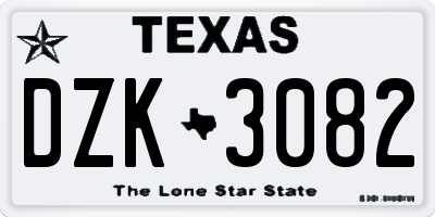 TX license plate DZK3082
