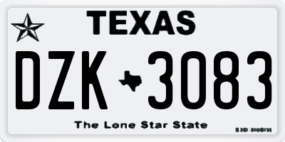 TX license plate DZK3083