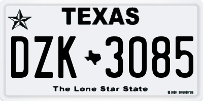 TX license plate DZK3085