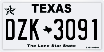 TX license plate DZK3091